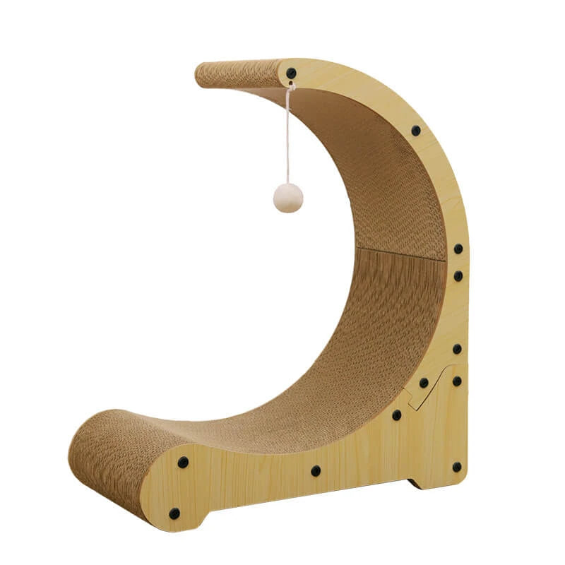 Niche Product,Wooden Moon Cat Scratcher Bed, Sisal, Hanging Ball, Cat Rest & Claw Toy