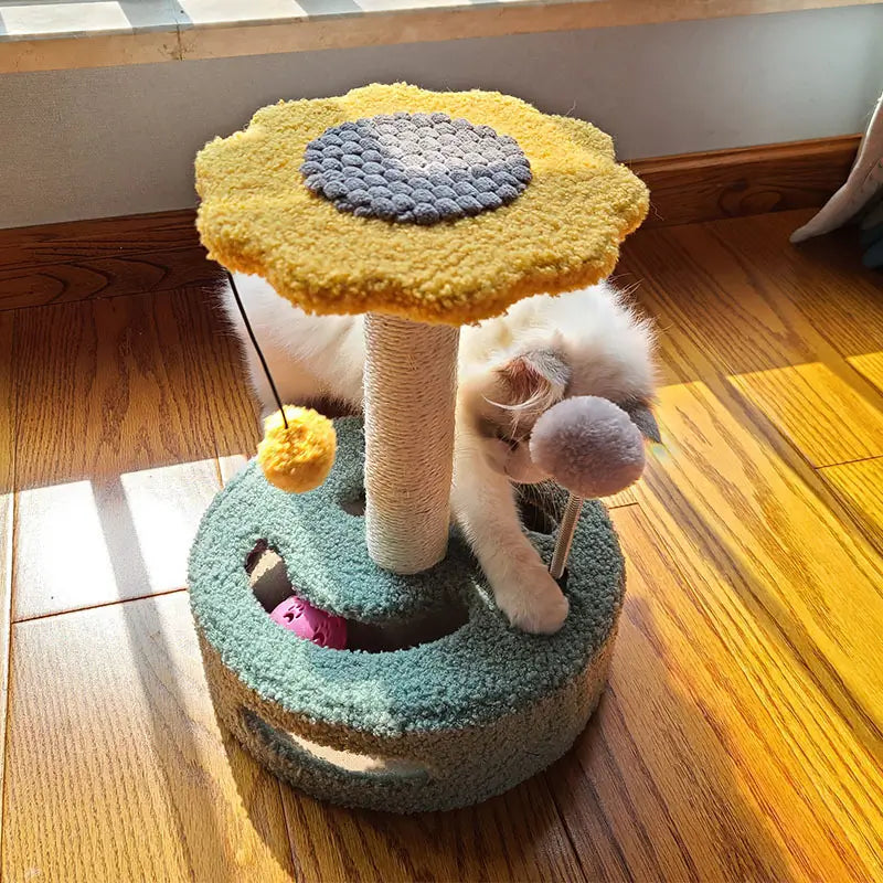 Sunflower-Shaped Cat Scratcher: Scratch-Resistant, Interactive Toys & Hideaway