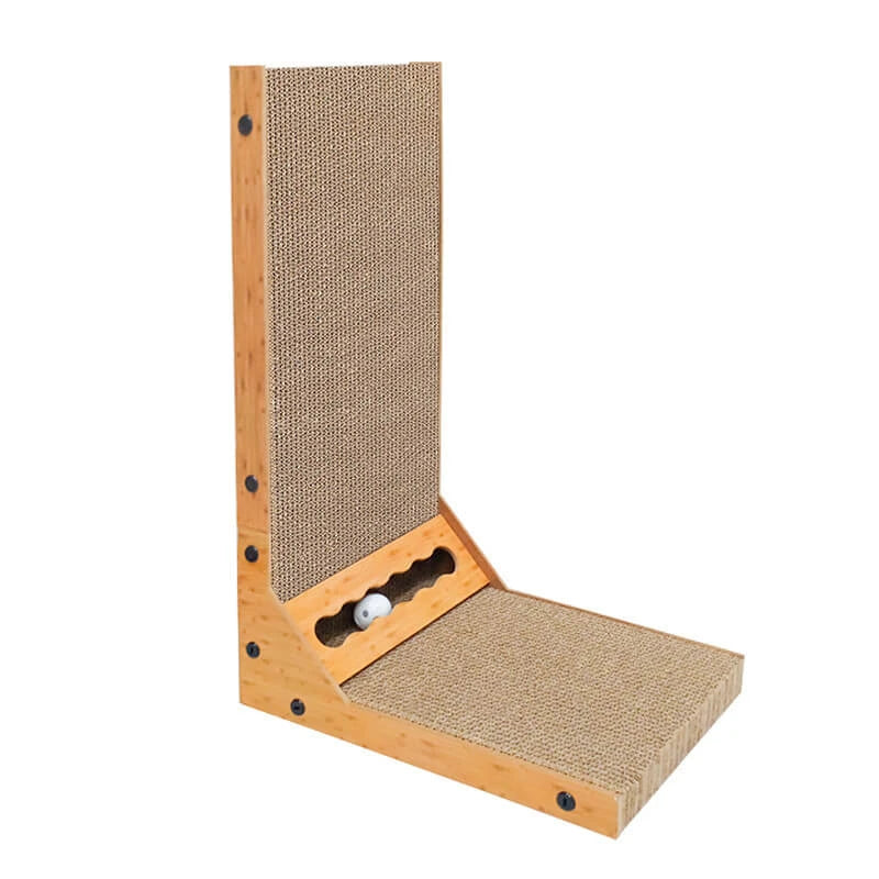Scratching & Interactive Cat Scratcher Toy for Cats - Corrugated/Wood, Ball Track