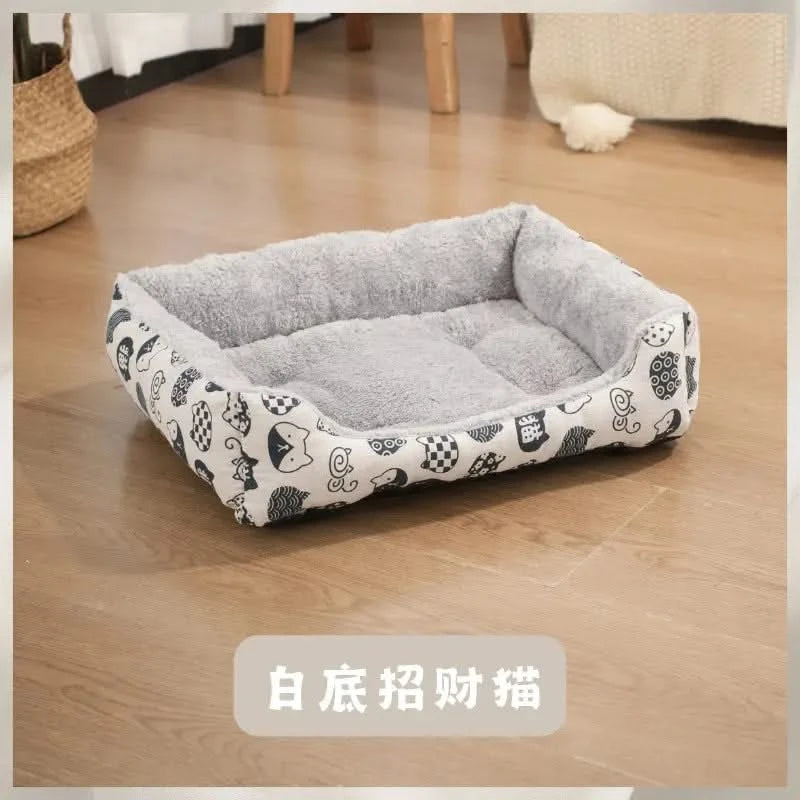 Deluxe Plush Pet Dog Cat Sofa Bed Mat - Cozy, Breathable, Washable Cushion