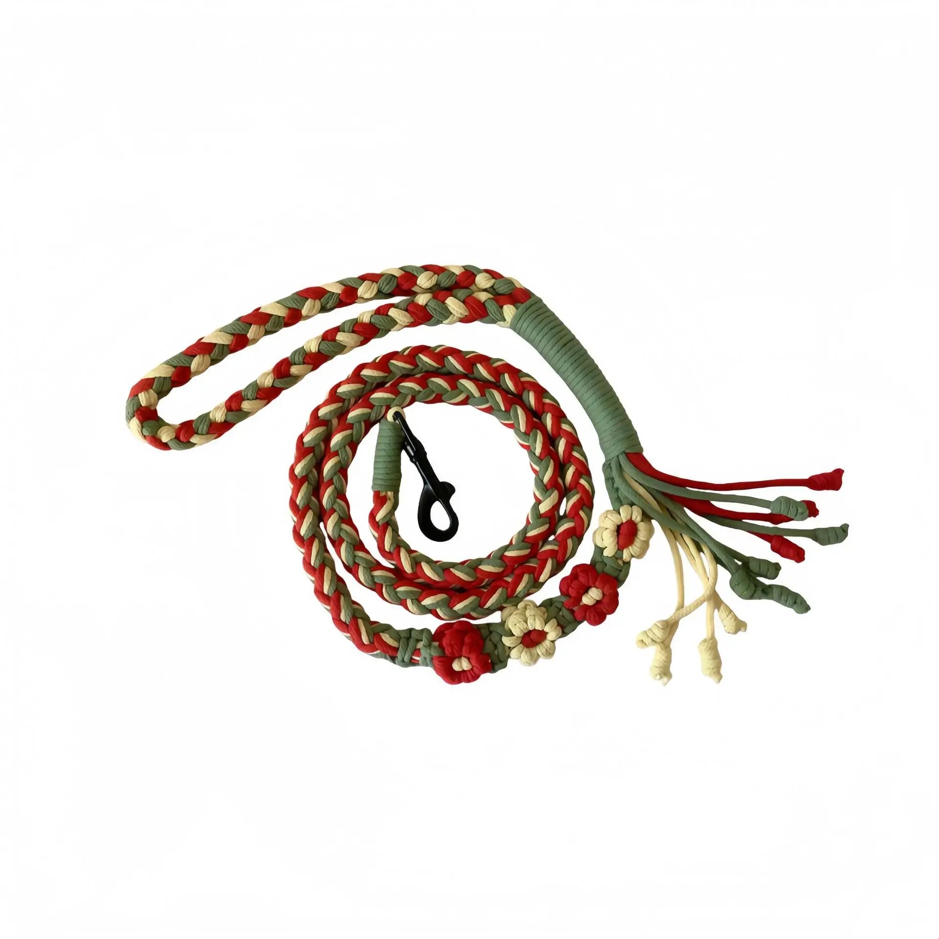 Bohemian Pet Leash: Hand-Woven Floral Design, Durable Braided Rope
