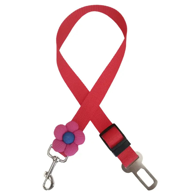 Safety Pet Car Seat Belt: Adjustable, Flower Accent