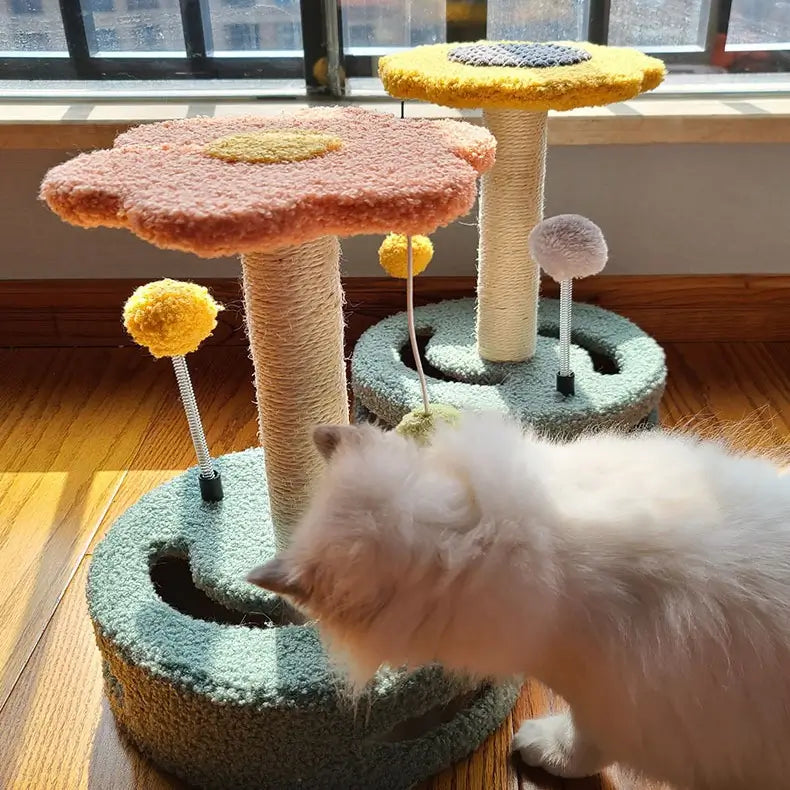 Sunflower-Shaped Cat Scratcher: Scratch-Resistant, Interactive Toys & Hideaway