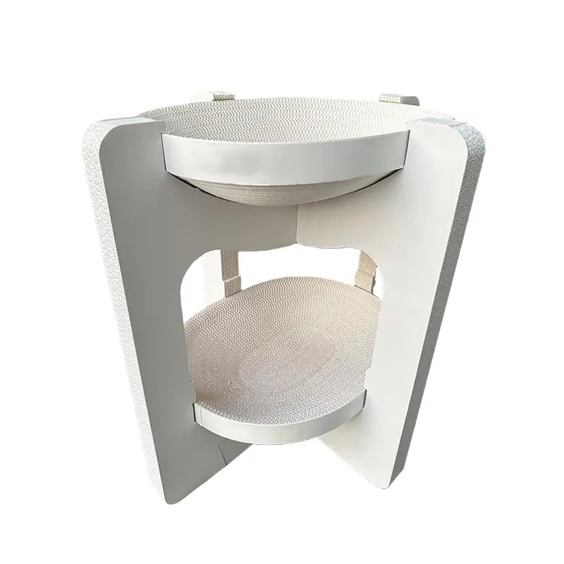 Double-Layer Cat Scratcher: Minimalist Design, Durable Surface, Multi-Zone Rest (White)