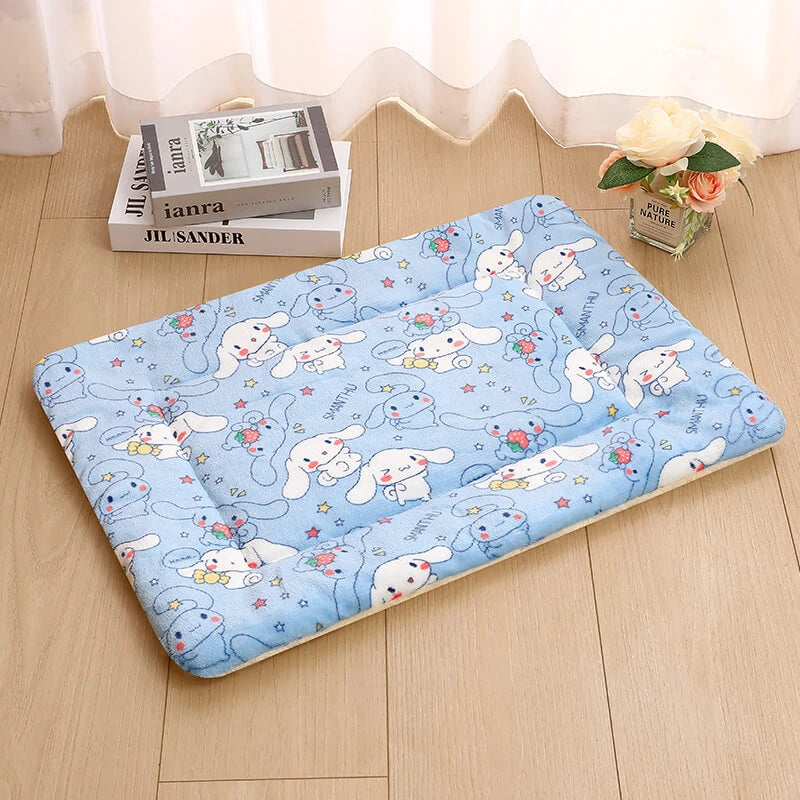 Soft Pet Mat, Light Blue, Bunny Pattern, Cozy Rest Pad for Small-to-Medium Dogs
