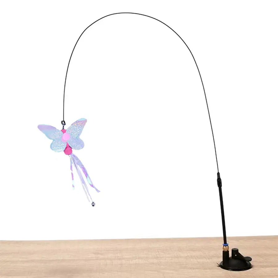 Self-Play Hanging Cat Toy: Butterfly Shape, Iridescent Tassel & Suction Cup Design