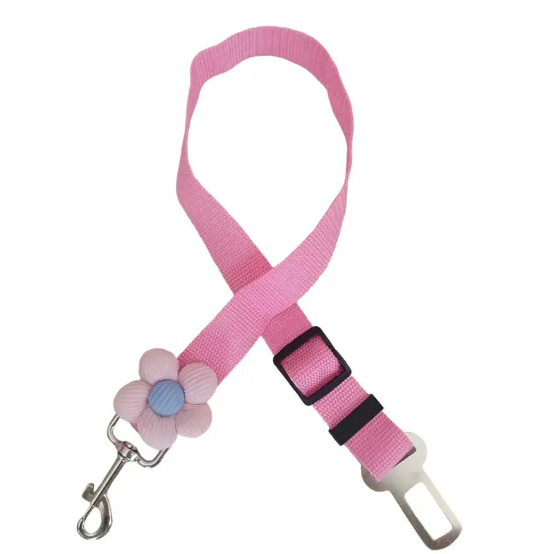 Safety Pet Car Seat Belt: Adjustable, Flower Accent