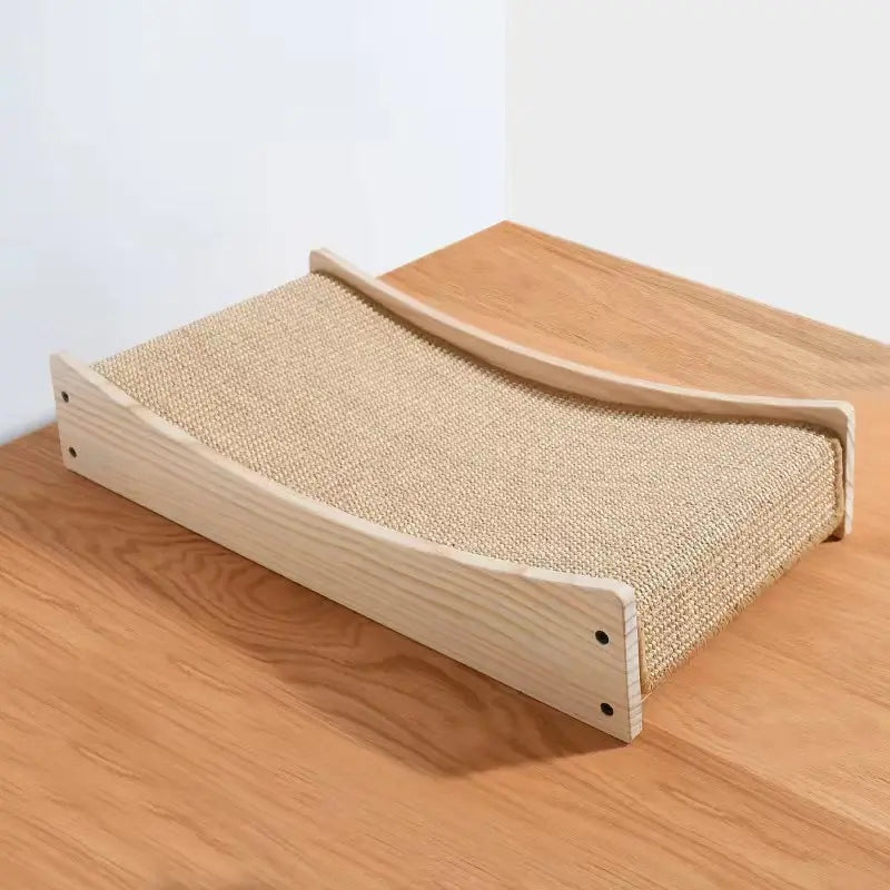 Wooden Slope Cat Scratcher: Durable Sisal Surface, Natural Frame (Beige)