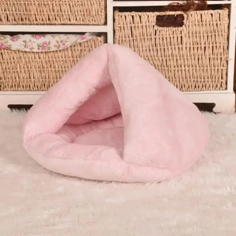 Cozy Triangle Plush Pet Bed Kennel Mat for Small Dogs & Cats