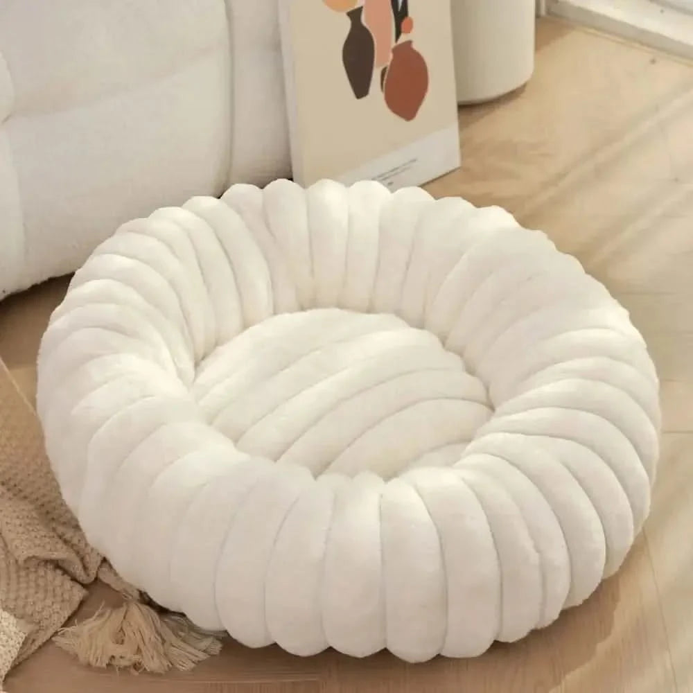 Cozy Round Plush Pet Bed for Dogs & Cats - Warm, Soft, Washable