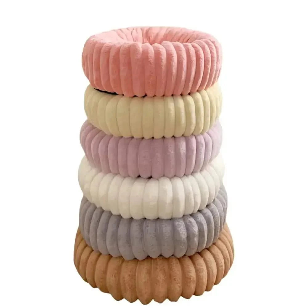Cozy Round Plush Pet Bed for Dogs & Cats - Warm, Soft, Washable