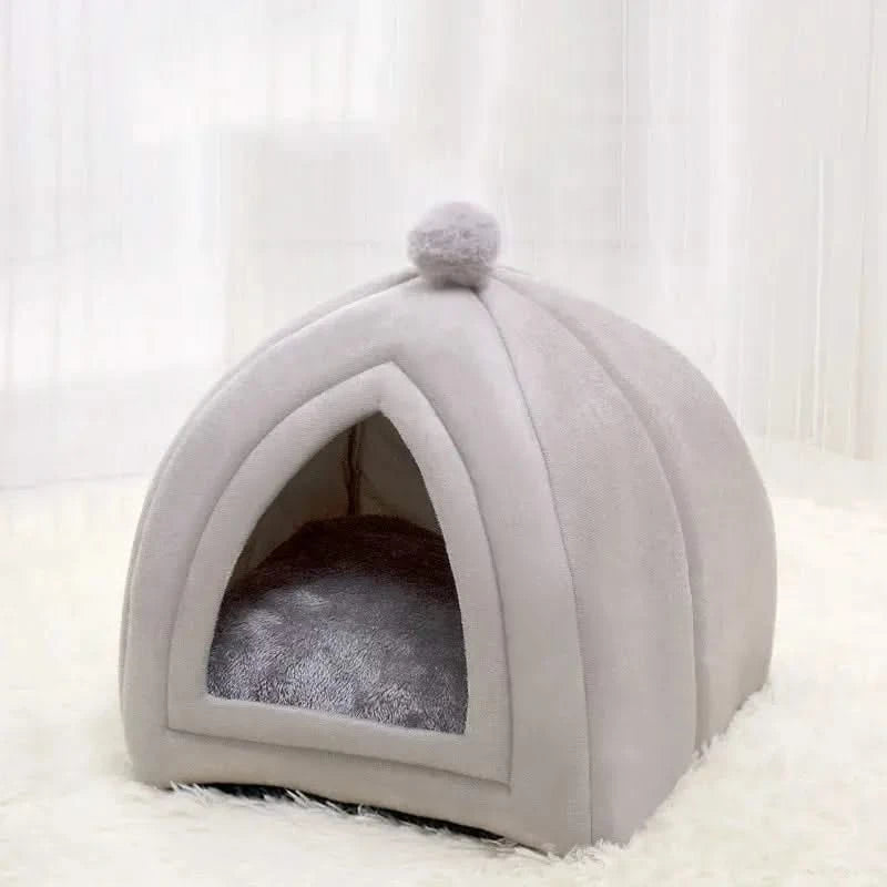 Cozy Washable Pet Bed: Soft Cat House, Kitten Lounger, Small Dog Tent Mat