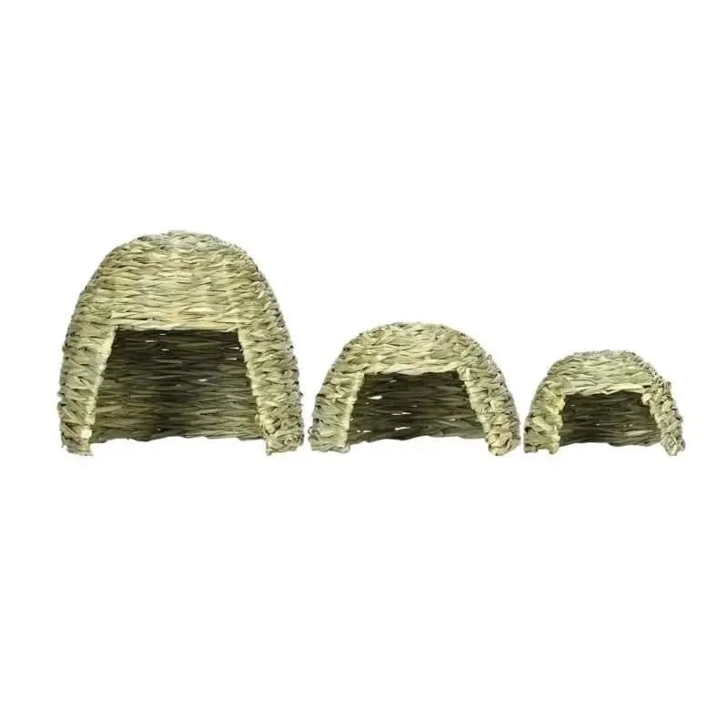 Cozy Natural Grass Woven Hideout Cave for Small Pets: Rabbits, Guinea Pigs