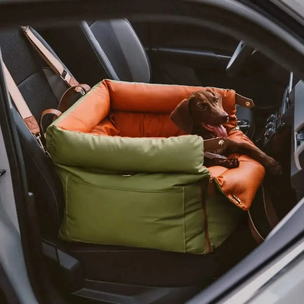 Luxury Faux Leather Pet Car Seat & Booster Bed for Dogs Cats Travel Safety Comfort