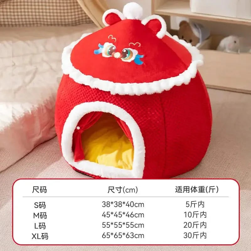 Cozy Knitted Pet Tent Bed: Warm Winter Cat & Dog House Nest