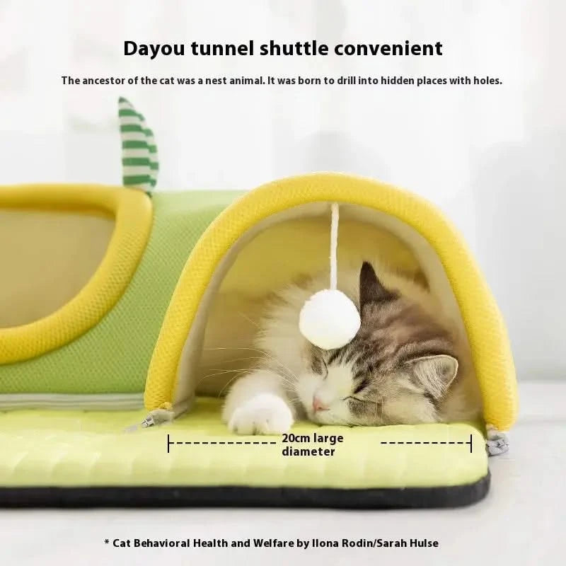 Breathable Monster Cat Tunnel Bed - Four-Season Universal Pet Nest & Mat