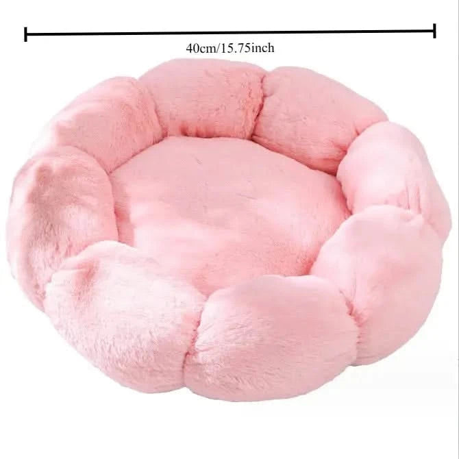 Plush Flower Pet Bed: Cozy Soft Round Cushion for Dogs, Cats