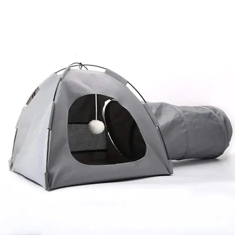 Portable Foldable Cat House Tent, Four Seasons Pet Nest Tunnel Bed Mat