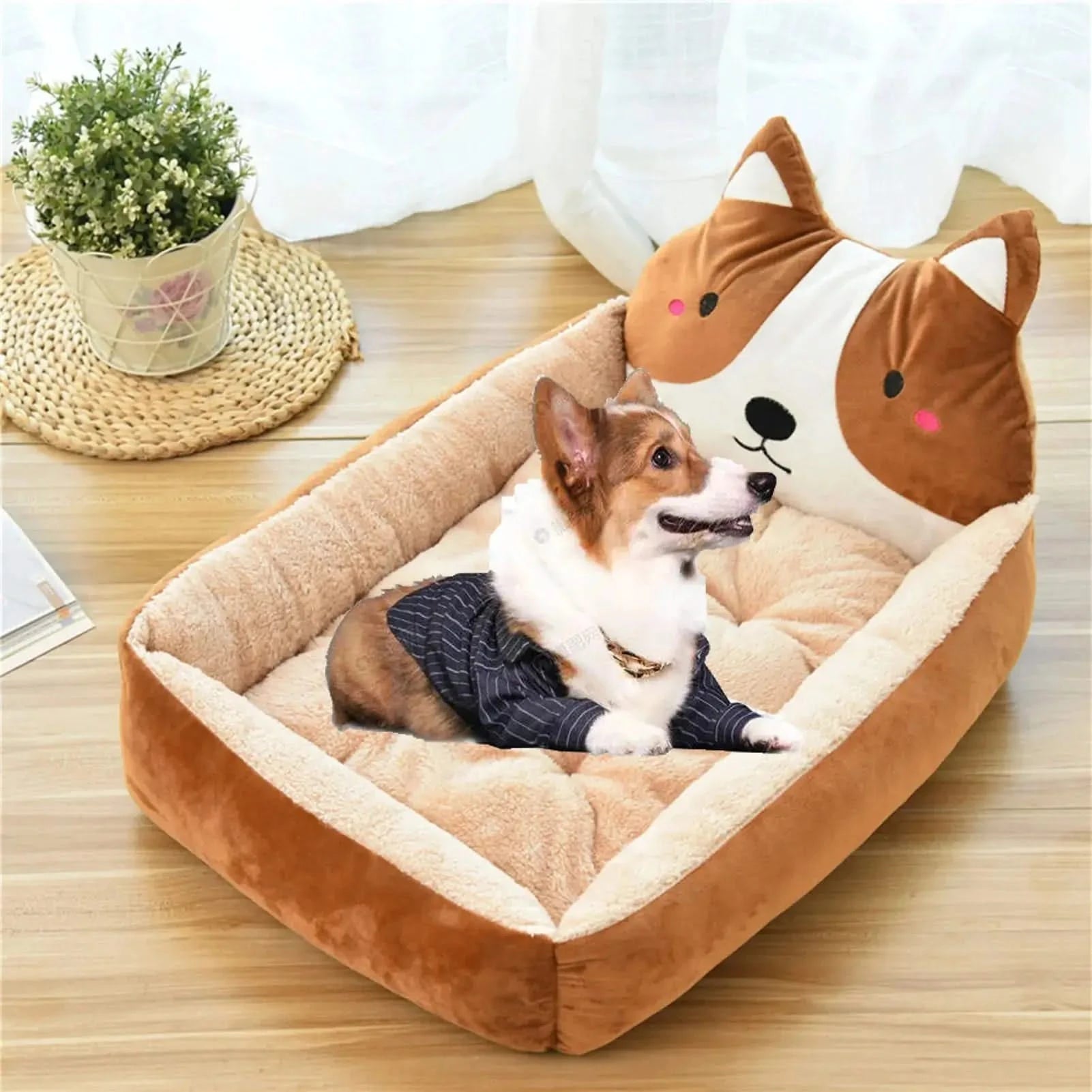 Cute Cartoon Pet Bed Sofa Lounger – Detachable, Washable, All-Season Comfort