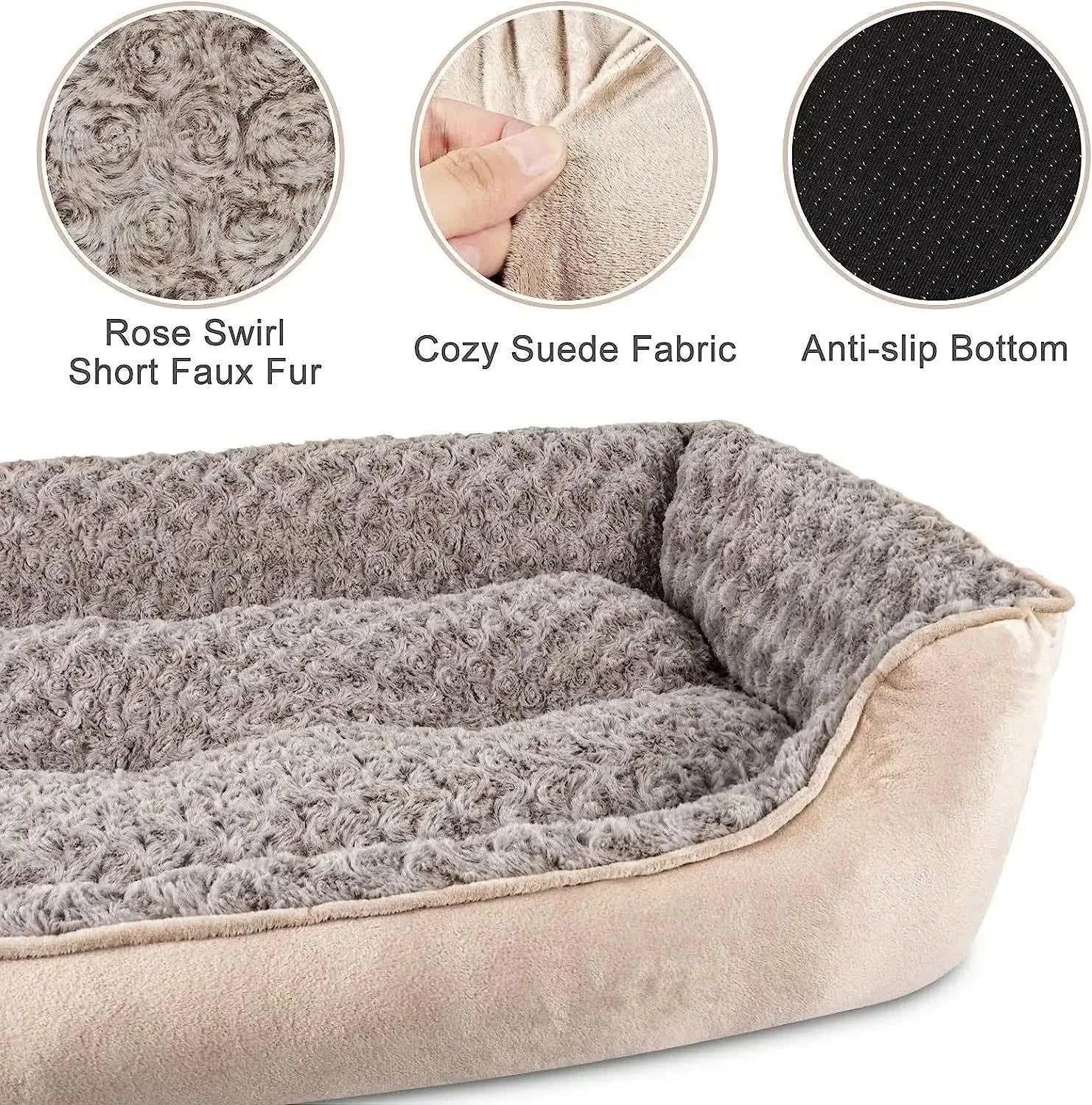 Premium Washable Square Plush Pet Bed: Waterproof Mattress for Medium Dogs