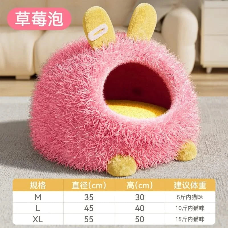 Cozy Winter Pet Igloo Bed for Cats & Small Dogs - Warm Anti-Anxiety