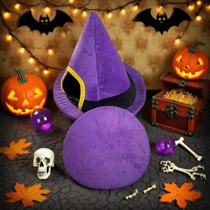 BOOTEELY Witch Hat Pet Bed: Soft Plush Semi-Enclosed Cozy Nest for Cats & Small Dogs