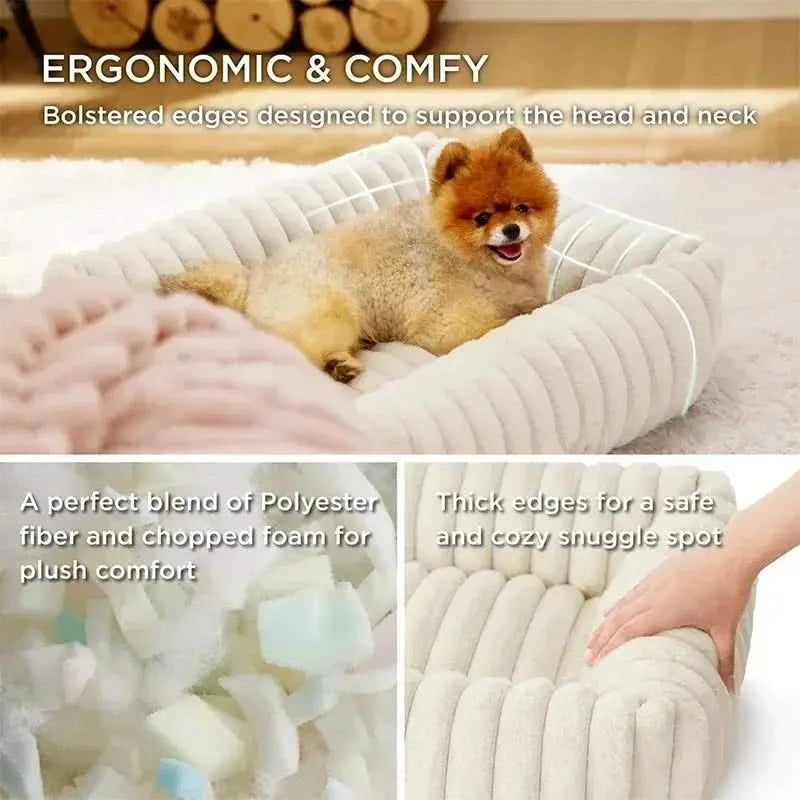 Plush Winter Warm Pet Bed Sofa - Washable, Non-Slip Design
