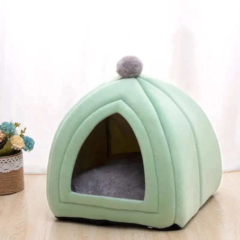 Cozy Washable Pet Bed: Soft Cat House, Kitten Lounger, Small Dog Tent Mat