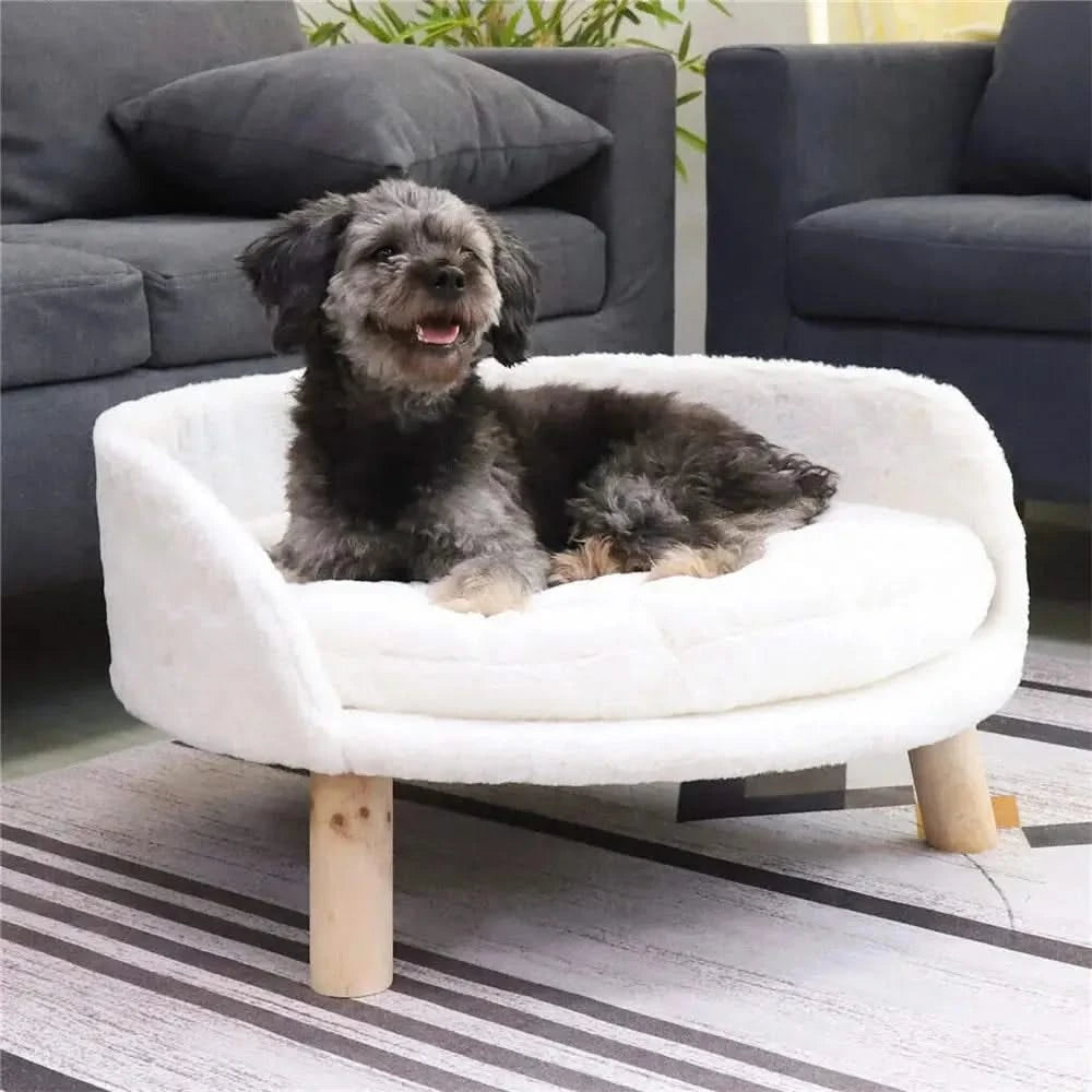 Ultra-Soft Elevated Pet Sofa Bed: Removable Washable Cushion for Cats & Small Dogs