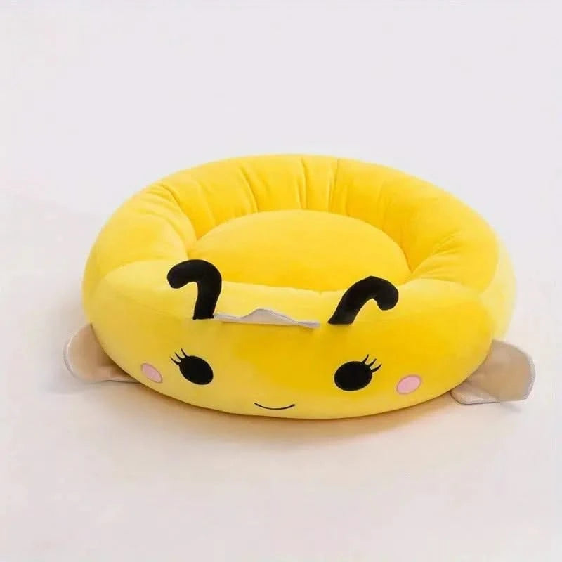 Cozy Round Plush Fleece Pet Bed Dogs Cats - Washable Comfort