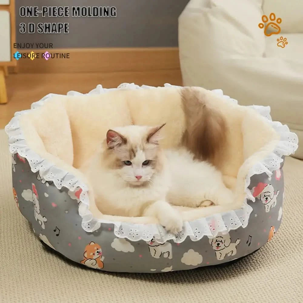 Ultimate Deep Sleep Plush Floral Pet Bed – Warm Winter Comfort for Cats & Dogs