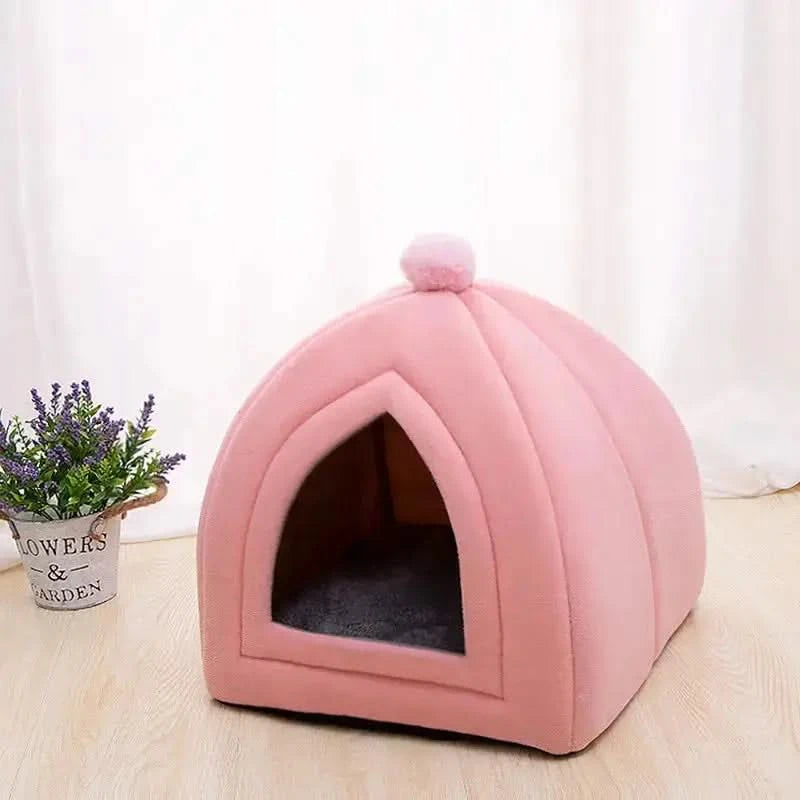 Cozy Washable Pet Bed: Soft Cat House, Kitten Lounger, Small Dog Tent Mat