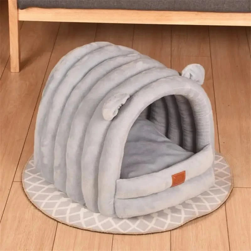 Super Soft Round Pet Bed: Warm Cozy Cave Mat for Deep Sleep