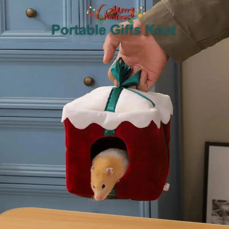 Cozy Christmas Hamster Hideout Warm Small Animal Bed Guinea Pig House