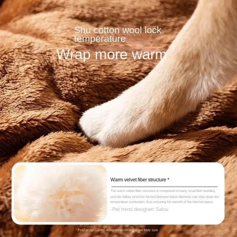 Cozy Bear Cave Pet Bed: Warm, Windproof, Plush for Dogs & Cats