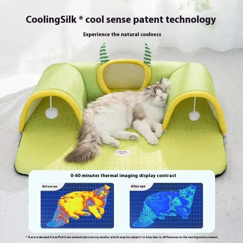 Breathable Monster Cat Tunnel Bed - Four-Season Universal Pet Nest & Mat
