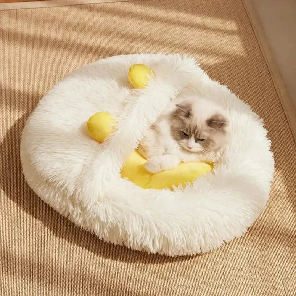 Cozy Plush Pet Bed: Warm Winter Cat & Small Dog Nest, Thick Mat