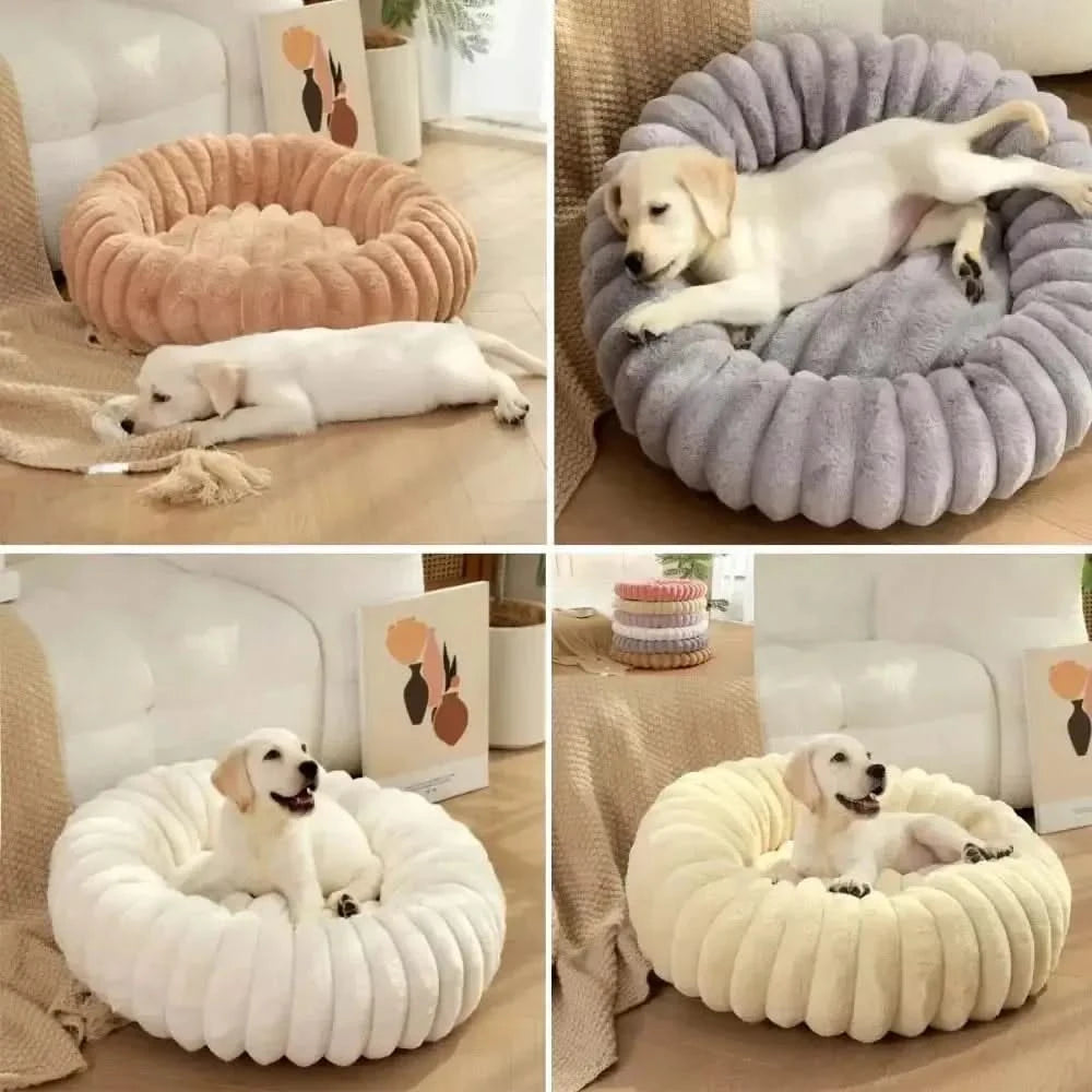 Cozy Round Plush Pet Bed for Dogs & Cats - Warm, Soft, Washable