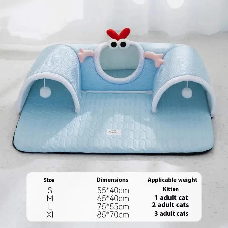 Breathable Monster Cat Tunnel Bed - Four-Season Universal Pet Nest & Mat