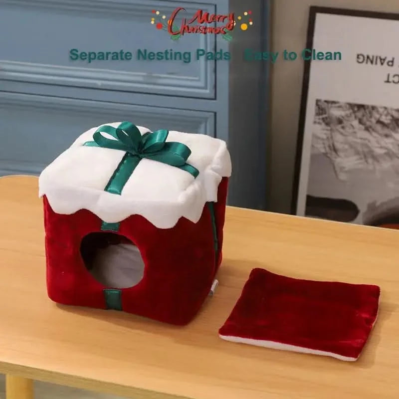 Cozy Christmas Hamster Hideout Warm Small Animal Bed Guinea Pig House