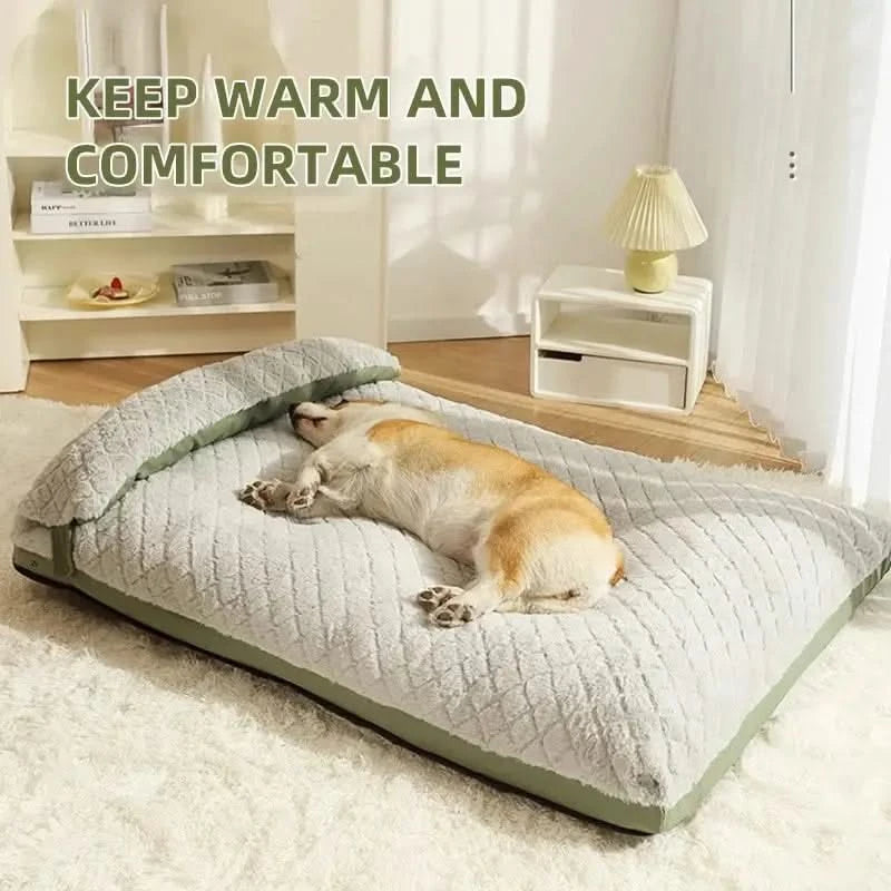 HOOPET Plush Winter Dog Bed Mat: Warm, Fluffy, Orthopedic Pet Cushion for Large & Medium Dogs