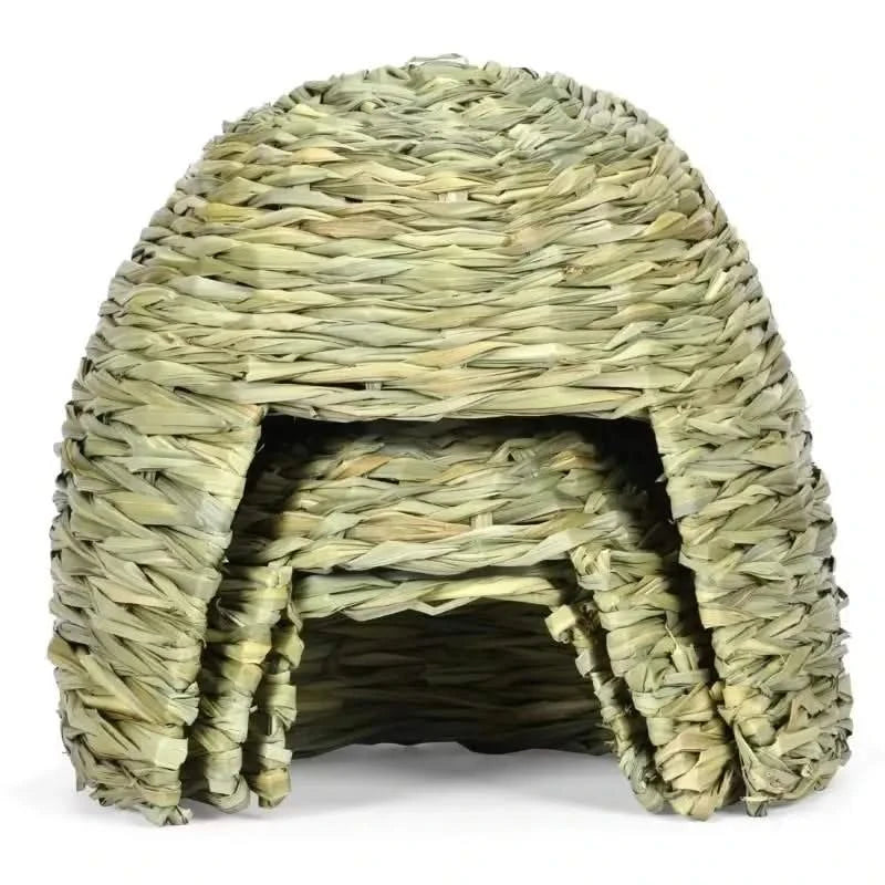Cozy Natural Grass Woven Hideout Cave for Small Pets: Rabbits, Guinea Pigs