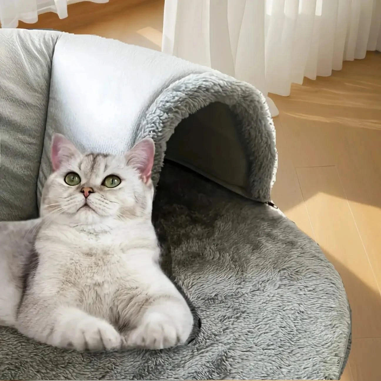 Versatile 3-in-1 Cat Tunnel Bed: Play Mat, Warm Nest, Anti-Slip