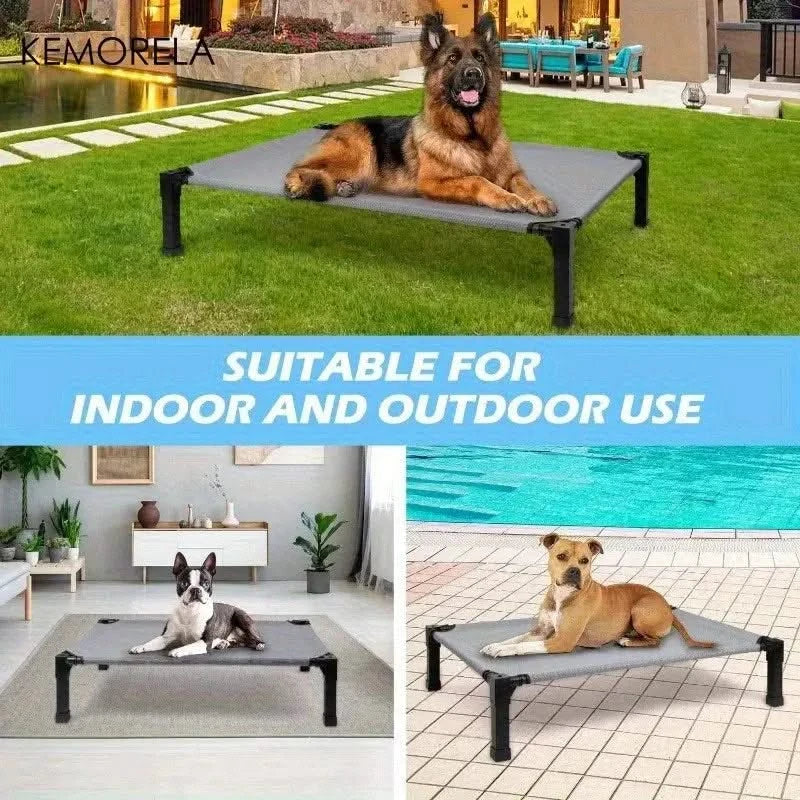 Elevated Portable Dog Bed with Detachable Canopy for Outdoor Indoor Pet Comfort