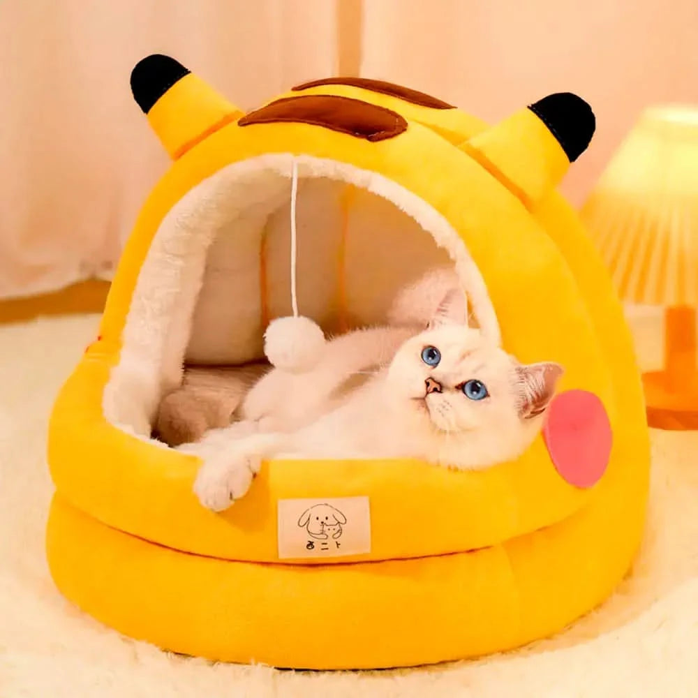 Adorable Panda Yurt Style Pet Nest: Warm Semi-Closed Cat Playhouse & Dog Bed