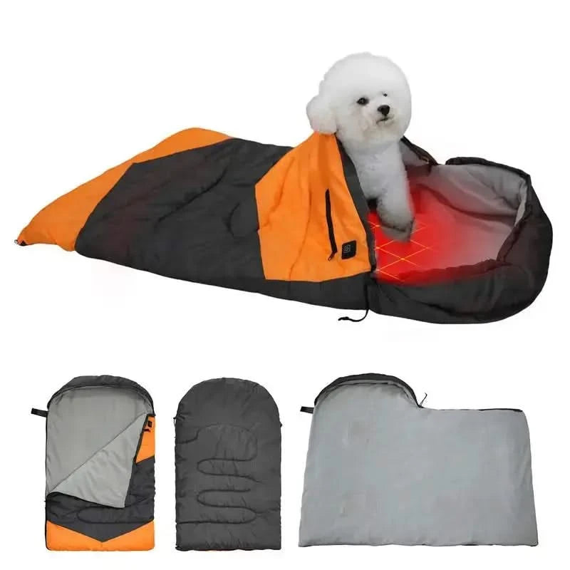 Warm Waterproof Heated Dog Sleeping Bag for Winter Outdoor Travel Adventures