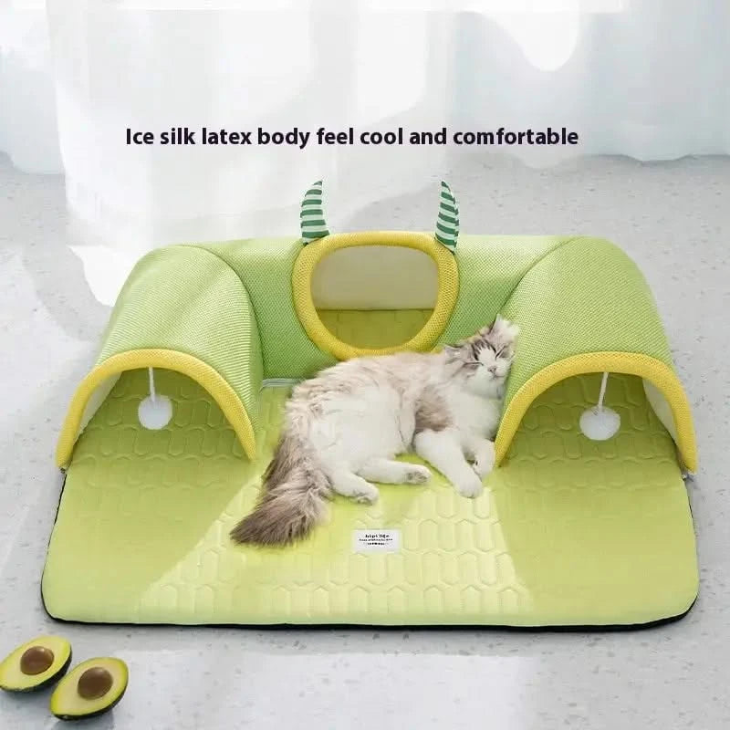 Breathable Monster Cat Tunnel Bed - Four-Season Universal Pet Nest & Mat