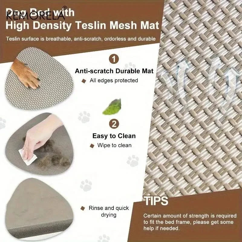 Elevated Portable Dog Bed with Detachable Canopy for Outdoor Indoor Pet Comfort