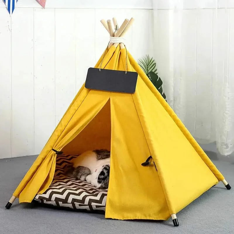 Cozy Pet Teepee Tent Bed with Thick Cushion Portable Dog Cat Rabbit House