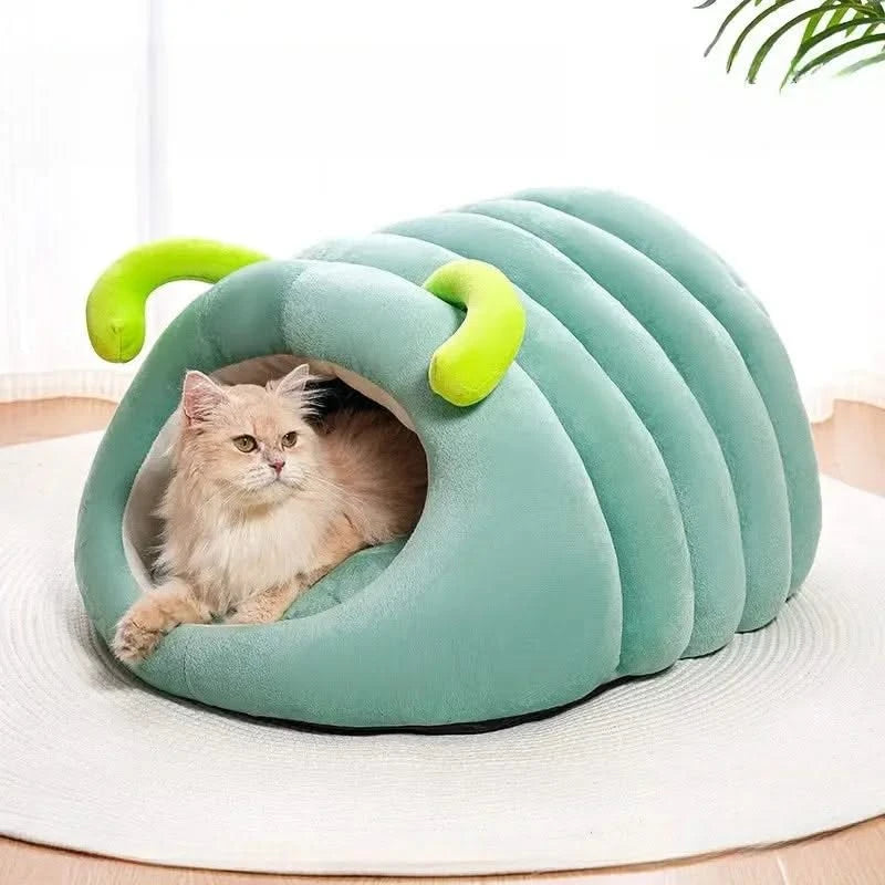 Plush Caterpillar Pet Nest: Winter Warm, Soft Anti-Slip Cozy Bed for Cats & Dogs
